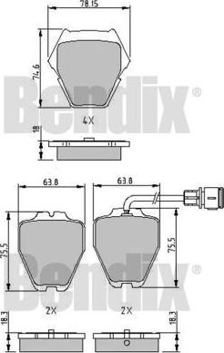 BENDIX 510613 - Гальмівні колодки, дискові гальма autozip.com.ua
