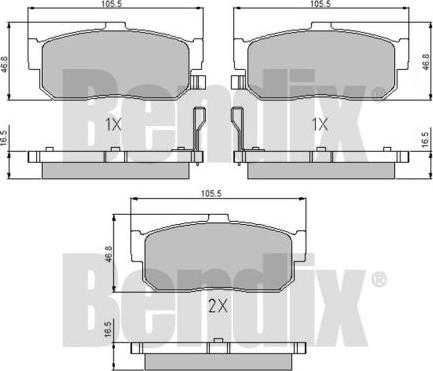 BENDIX 510612 - Гальмівні колодки, дискові гальма autozip.com.ua