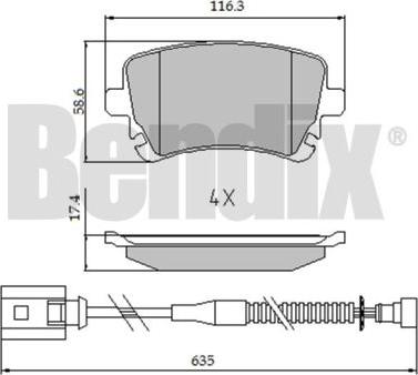BENDIX 510621 - Гальмівні колодки, дискові гальма autozip.com.ua