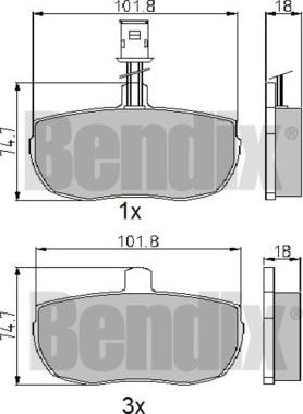 BENDIX 510044 - Гальмівні колодки, дискові гальма autozip.com.ua