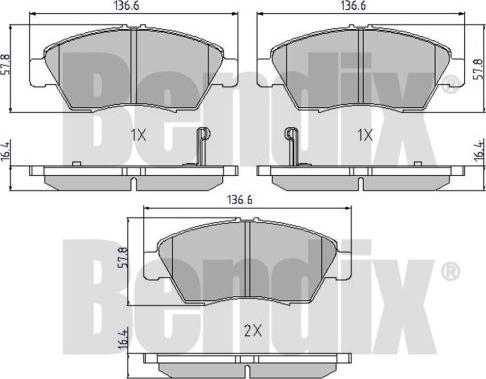 BENDIX 510080 - Гальмівні колодки, дискові гальма autozip.com.ua