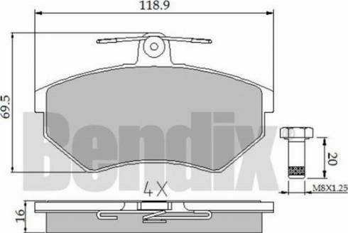 BENDIX 510158 - Гальмівні колодки, дискові гальма autozip.com.ua