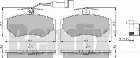 BENDIX 510160 - Гальмівні колодки, дискові гальма autozip.com.ua