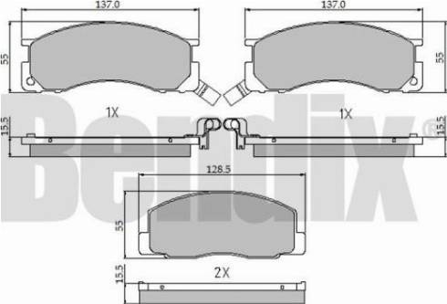 BENDIX 510184 - Гальмівні колодки, дискові гальма autozip.com.ua