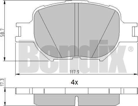 BENDIX 510845 - Гальмівні колодки, дискові гальма autozip.com.ua