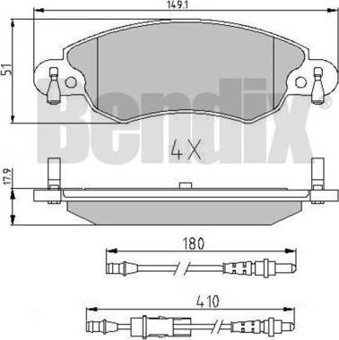 BENDIX 510841 - Гальмівні колодки, дискові гальма autozip.com.ua