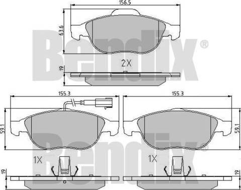 BENDIX 510831 - Гальмівні колодки, дискові гальма autozip.com.ua