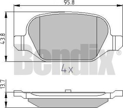 BENDIX 510832 - Гальмівні колодки, дискові гальма autozip.com.ua