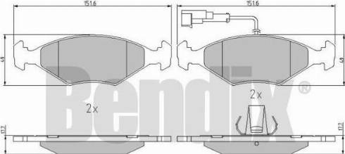 BENDIX 510822 - Гальмівні колодки, дискові гальма autozip.com.ua