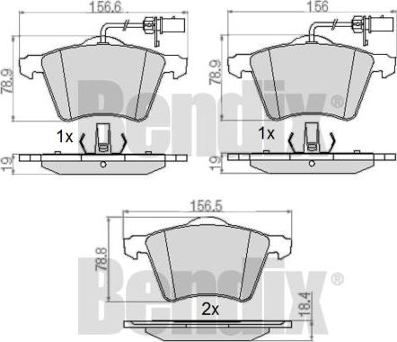 BENDIX 510398 - Гальмівні колодки, дискові гальма autozip.com.ua