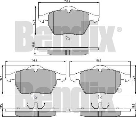 BENDIX 510263 - Гальмівні колодки, дискові гальма autozip.com.ua