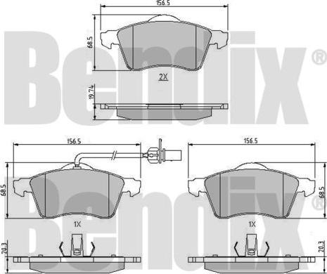 BENDIX 510208 - Гальмівні колодки, дискові гальма autozip.com.ua