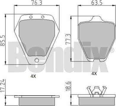 BENDIX 510726 - Гальмівні колодки, дискові гальма autozip.com.ua