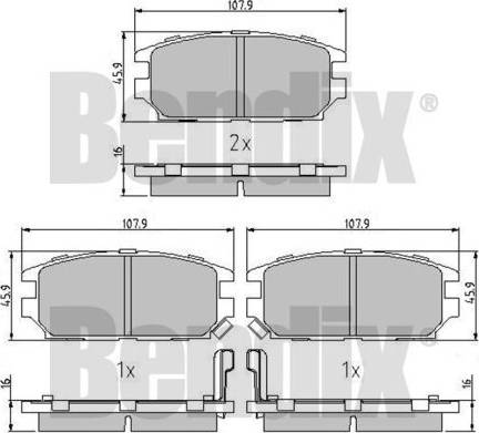 BENDIX 511089 - Гальмівні колодки, дискові гальма autozip.com.ua