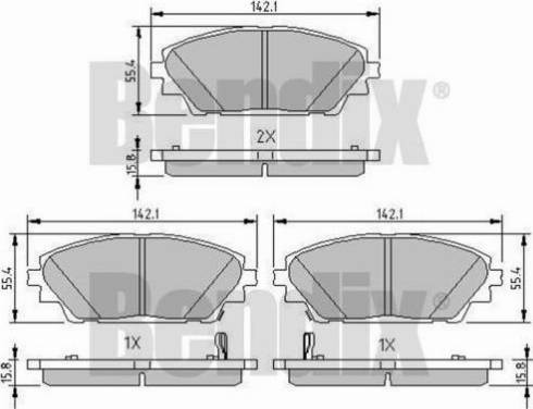 BENDIX 511166 - Гальмівні колодки, дискові гальма autozip.com.ua