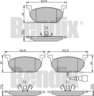 BENDIX 511201 - Гальмівні колодки, дискові гальма autozip.com.ua