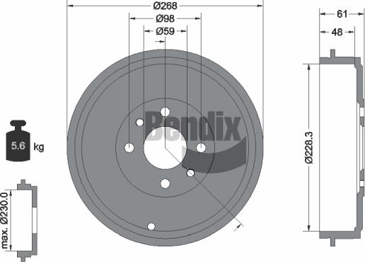 BENDIX Braking BDM1094 - Гальмівний барабан autozip.com.ua