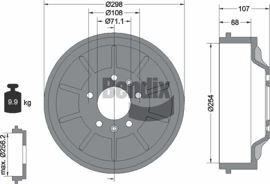 BENDIX Braking BDM1090 - Гальмівний барабан autozip.com.ua
