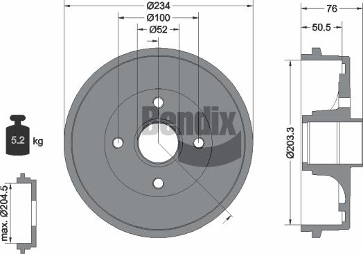 BENDIX Braking BDM1093 - Гальмівний барабан autozip.com.ua