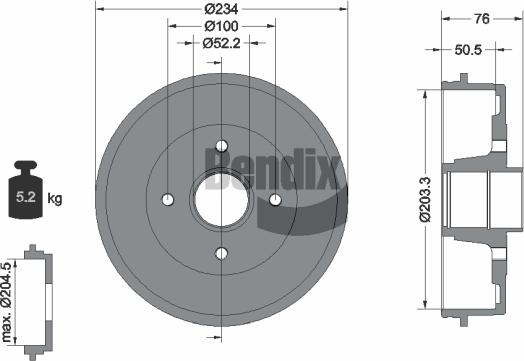 BENDIX Braking BDM1041 - Гальмівний барабан autozip.com.ua