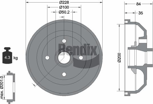 BENDIX Braking BDM1048 - Гальмівний барабан autozip.com.ua