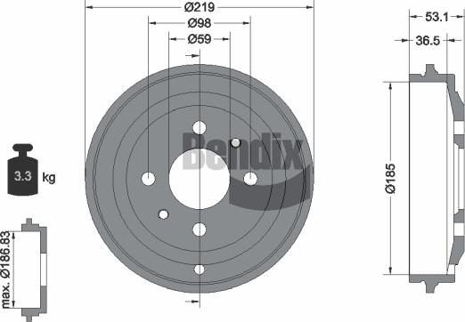 BENDIX Braking BDM1043 - Гальмівний барабан autozip.com.ua