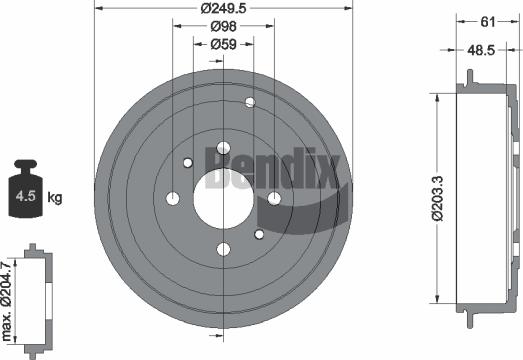BENDIX Braking BDM1042 - Гальмівний барабан autozip.com.ua