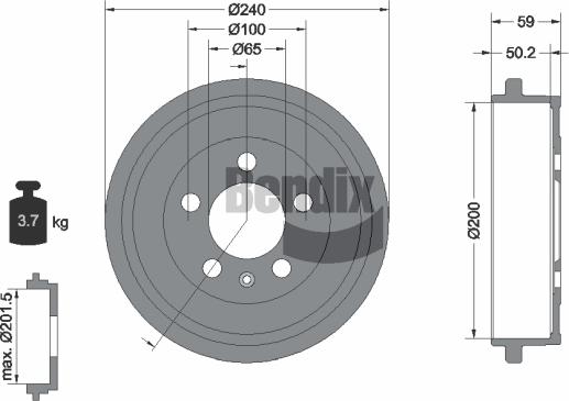 BENDIX Braking BDM1055 - Гальмівний барабан autozip.com.ua