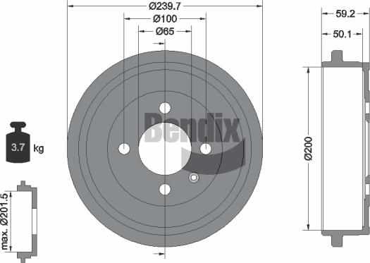 BENDIX Braking BDM1053 - Гальмівний барабан autozip.com.ua