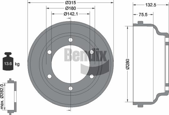 BENDIX Braking BDM1064 - Гальмівний барабан autozip.com.ua