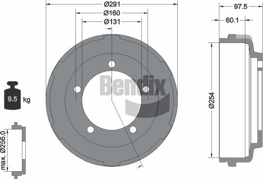 BENDIX Braking BDM1063 - Гальмівний барабан autozip.com.ua
