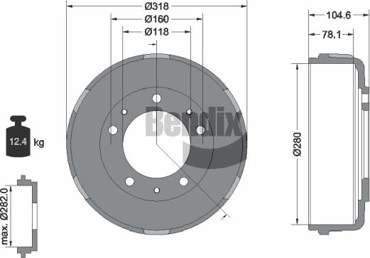 BENDIX Braking BDM1062 - Гальмівний барабан autozip.com.ua
