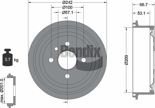 BENDIX Braking BDM1009 - Гальмівний барабан autozip.com.ua