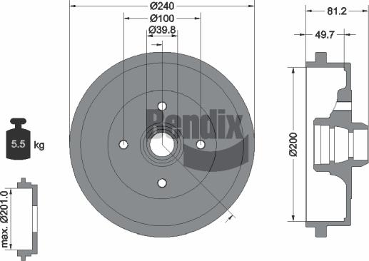 BENDIX Braking BDM1006 - Гальмівний барабан autozip.com.ua