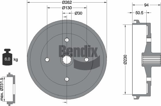 BENDIX Braking BDM1001 - Гальмівний барабан autozip.com.ua