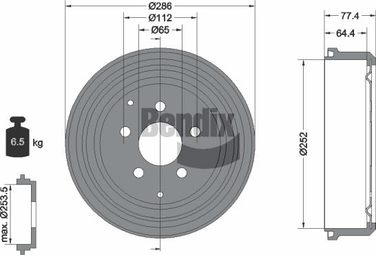 BENDIX Braking BDM1008 - Гальмівний барабан autozip.com.ua
