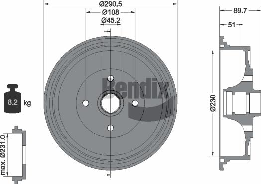 BENDIX Braking BDM1010 - Гальмівний барабан autozip.com.ua