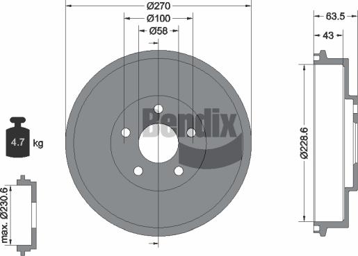 BENDIX Braking BDM1084 - Гальмівний барабан autozip.com.ua