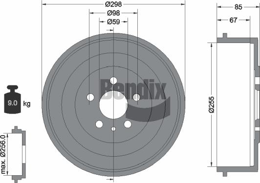 BENDIX Braking BDM1030 - Гальмівний барабан autozip.com.ua