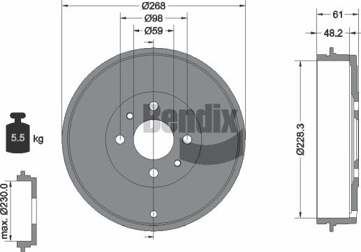 BENDIX Braking BDM1024 - Гальмівний барабан autozip.com.ua