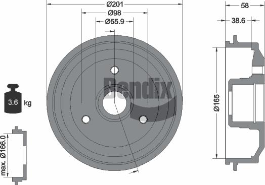 BENDIX Braking BDM1025 - Гальмівний барабан autozip.com.ua