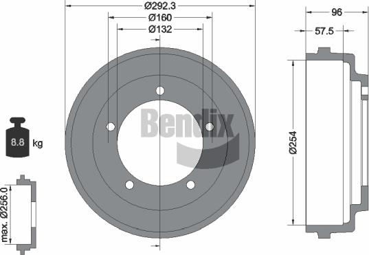 BENDIX Braking BDM1021 - Гальмівний барабан autozip.com.ua