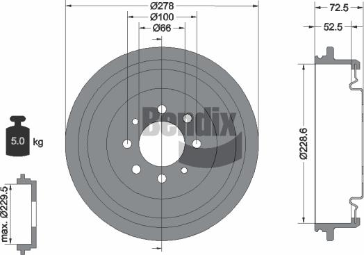 BENDIX Braking BDM1023 - Гальмівний барабан autozip.com.ua