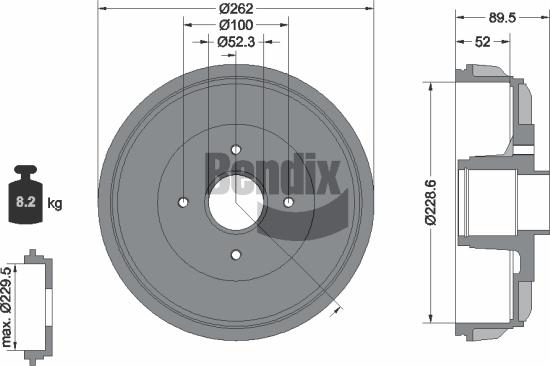 BENDIX Braking BDM1190 - Гальмівний барабан autozip.com.ua