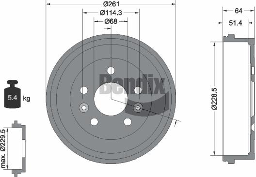 BENDIX Braking BDM1155 - Гальмівний барабан autozip.com.ua