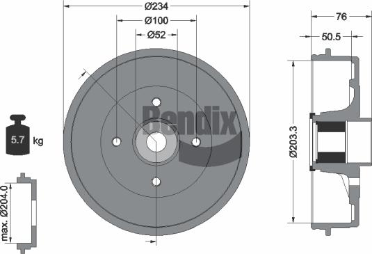 BENDIX Braking BDM1151 - Гальмівний барабан autozip.com.ua