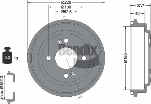 BENDIX Braking BDM1169 - Гальмівний барабан autozip.com.ua