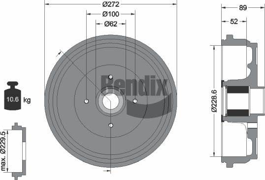 BENDIX Braking BDM1115 - Гальмівний барабан autozip.com.ua