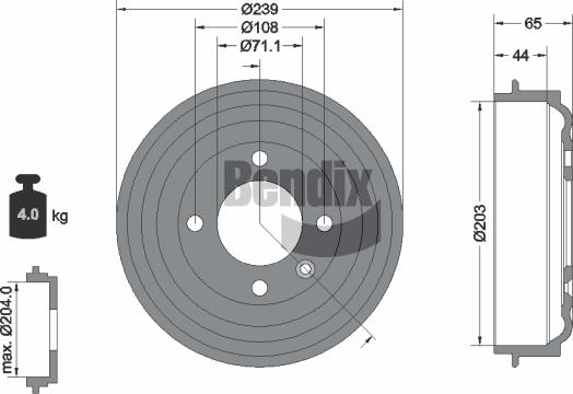 BENDIX Braking BDM1188 - Гальмівний барабан autozip.com.ua