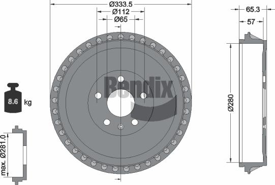 BENDIX Braking BDM1183 - Гальмівний барабан autozip.com.ua